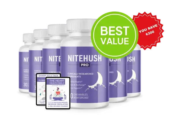 NiteHush Pro best value 6-bottle bundle with free bonuses and free USA shipping